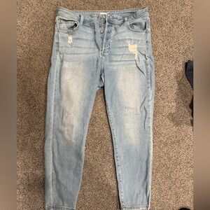 Cello Light Blue Straight Leg Jeans with Distressed Detail